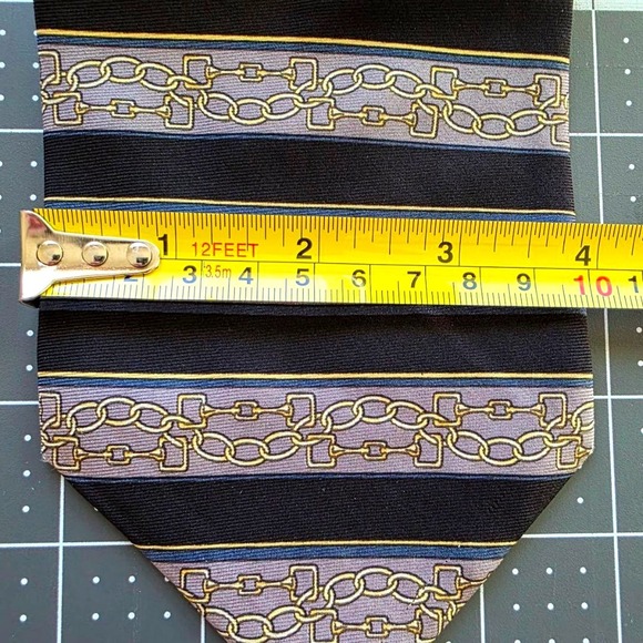 Tie Paolo Gucci Necktie Black Gold Chain Stripe Patterned Business Career - Picture 7 of 7